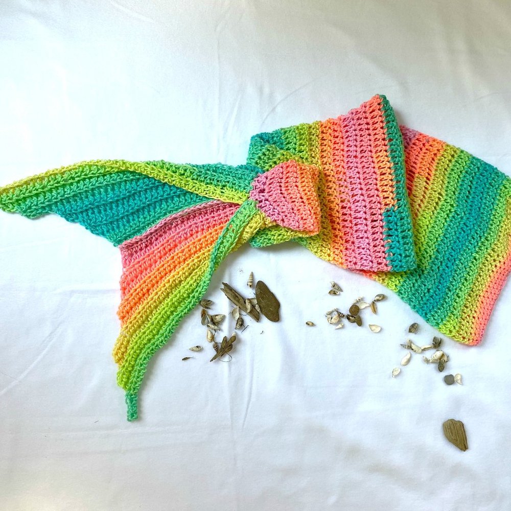 Hand Crochet Child Size Mermaid Blanket, Brand New